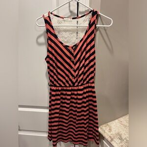 Women Pink Black White Edge Size Med Midi Dress